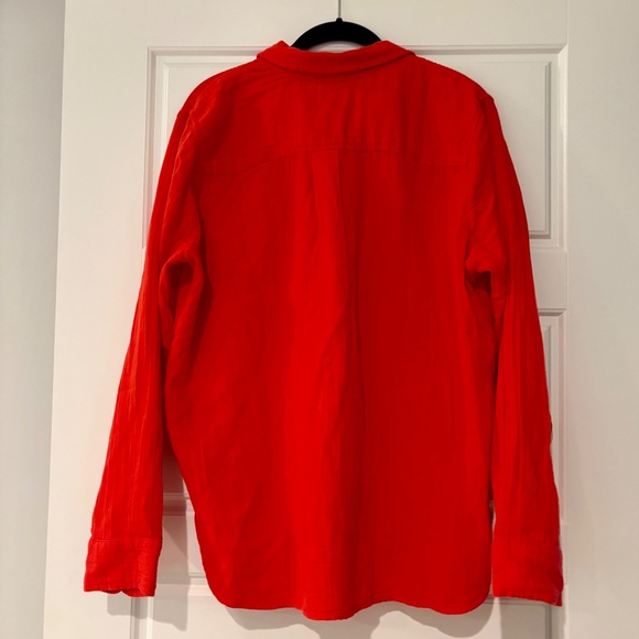 JCrew Factory Women's Red Gauze Button-up Shirt Size L - Picture 6 of 6